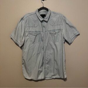 INC International Concepts Men's Casual Lighy Blue Western Shirt